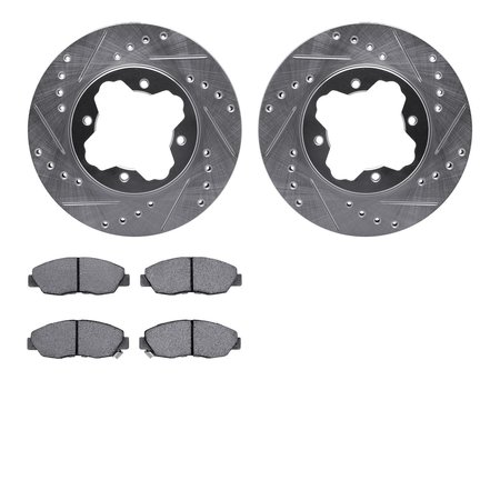 DYNAMIC FRICTION CO 7502-59016, Rotors-Drilled and Slotted-Silver with 5000 Advanced Brake Pads, Zinc Coated 7502-59016